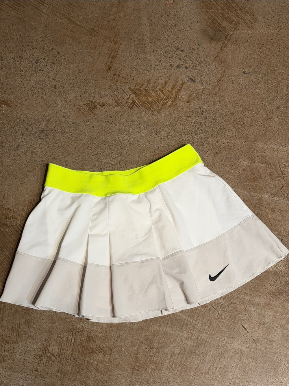 Nike White with taupe pleated tennis skirt